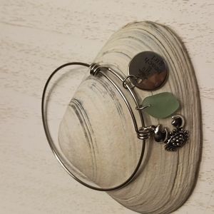 Handmade Seaglass Stainless Steel  Beach Charm Bracelet with 🦀 Crab